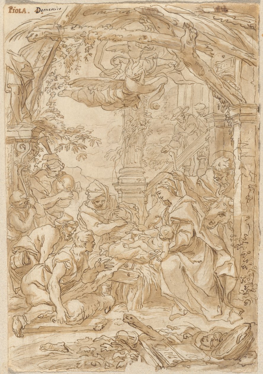 A pásztorok imádása, 1680-1690 körül (toll és tusrajz) alkotó: Giovanni Battista Merano