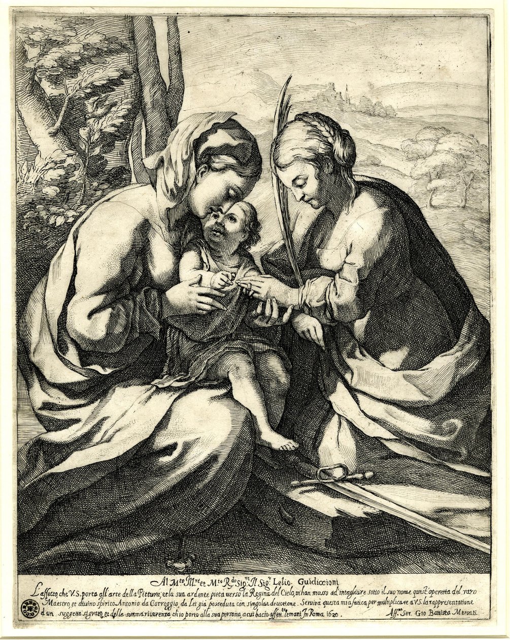 Giovanni Battista Mercati - Szent Katalin misztikus házassága, akinek ujjára Krisztus gyűrűt helyez; Correggio után. 1620, 1837,0408.160 alkotó: Giovanni Battista Mercati