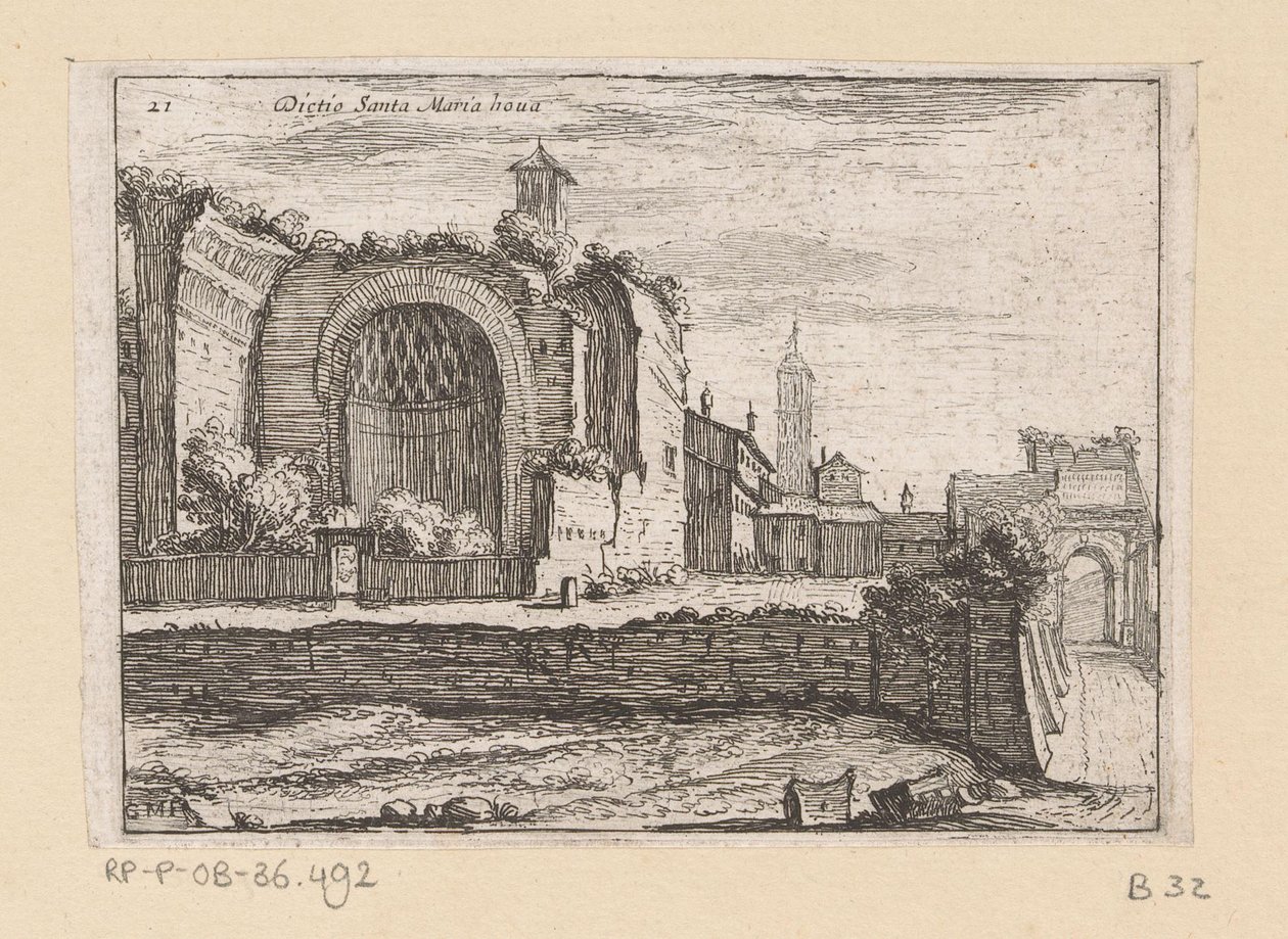 Resten van de Tempel van Venus en Roma te Rome Santa Maria nova mögött (cím az objektumon) Gezichten op Rome (sorozat címe) Néhány nézet és perspektíva a római lakatlan helyekről (sorozat címe) alkotó: Giovanni Battista Mercati