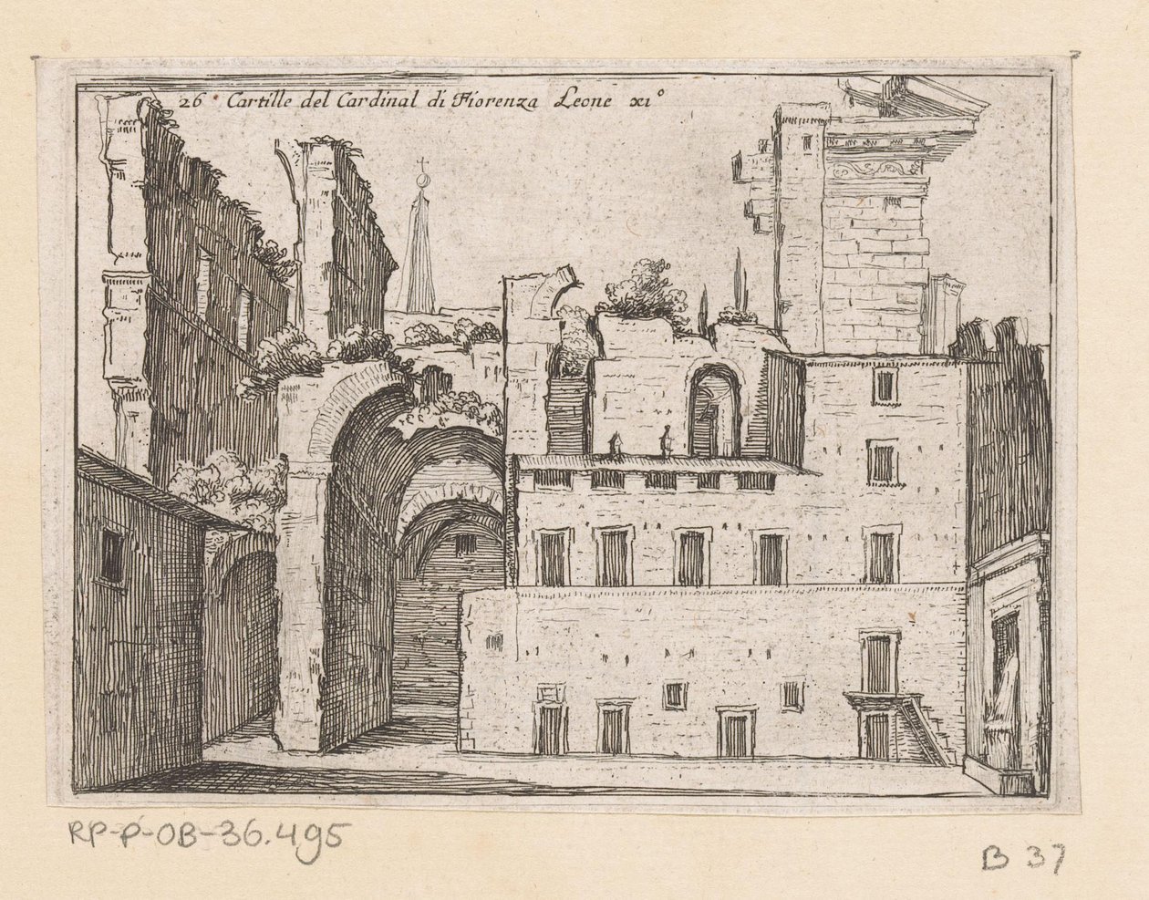 Resten van het Serapeum te Rome Di Fiorenza Leone XI. bíboros Cartille (cím a tárgyon) Gezichten op Rome (sorozat címe) Néhány nézet és perspektíva a római lakatlan helyekről (sorozat címe) alkotó: Giovanni Battista Mercati