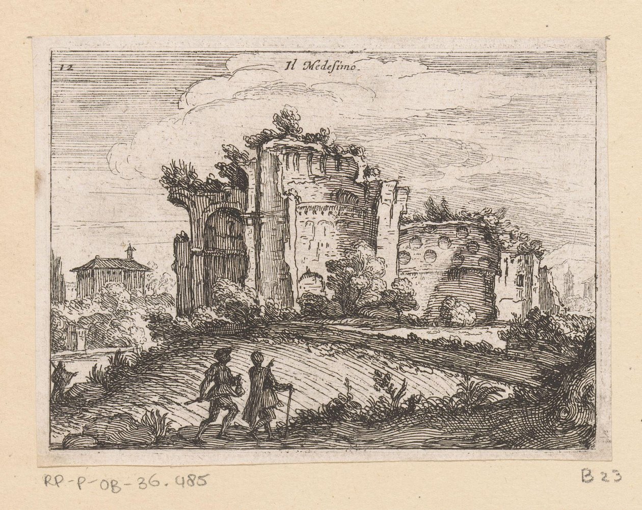 Rom egy tájban Il Medesino (cím az objektumon) Róma kilátásai (sorozat címe) Alcune vedute et prospettive di luoghi dishabitati di Roma (sorozat címe) alkotó: Giovanni Battista Mercati