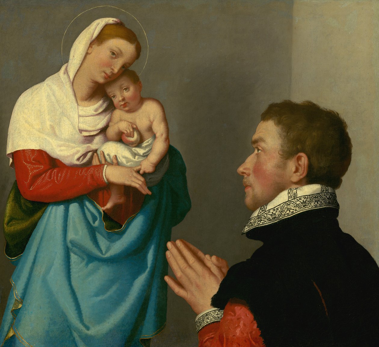 Egy úriember imádatban a Madonna előtt, c. 1560. alkotó: Giovanni Battista Moroni