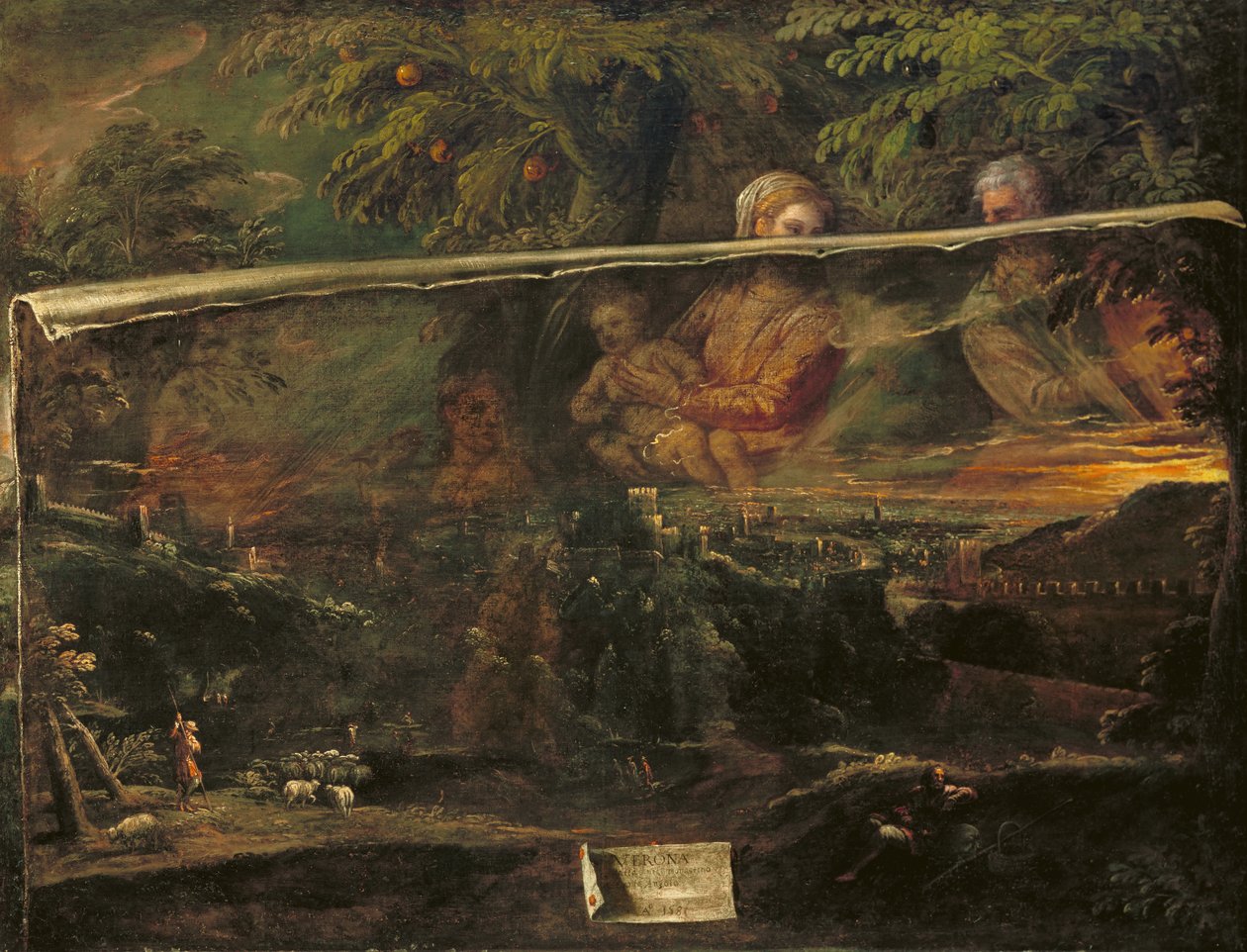 A Szent Család látomása Verona közelében, 1581 alkotó: Giovanni Battista Moroni