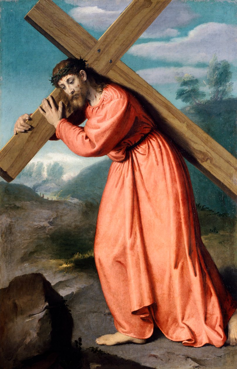 Krisztust hordozó kereszt, Giovanni Battista Moroni (1525-1578), Könnyező Szűzanya, albínó kegyhelye alkotó: Giovanni Battista Moroni