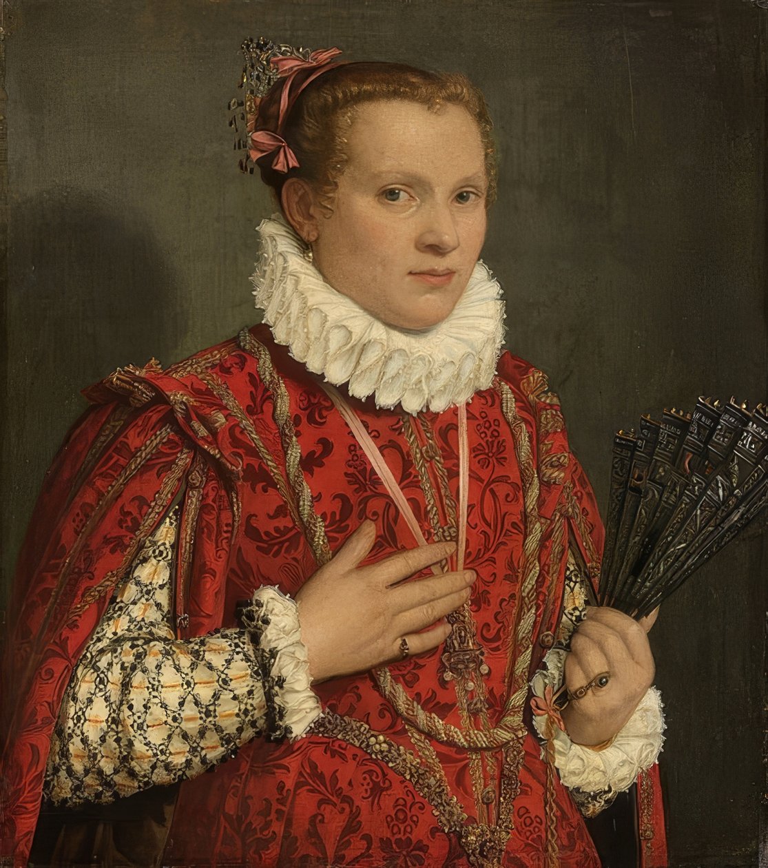 Egy fiatal nő portréja. 1560-78 alkotó: Giovanni Battista Moroni