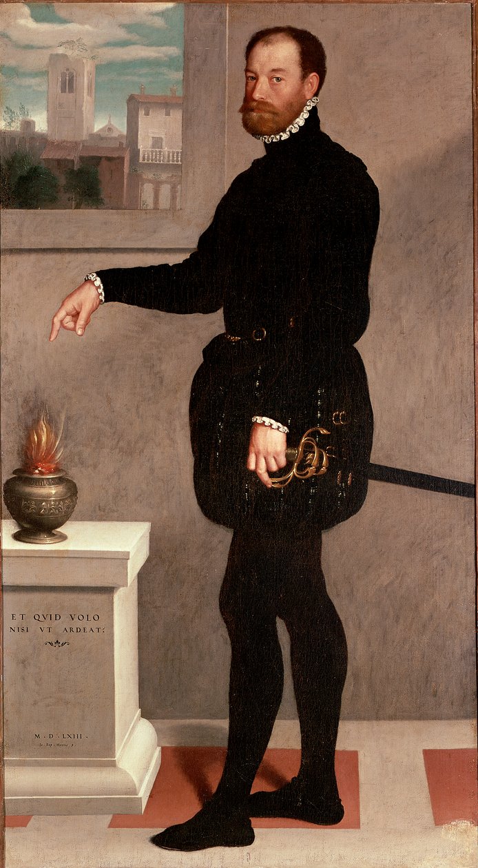 Pietro Secco-Suardi gróf portréja Giovan Battista Moroni festménye (Giovanbattista, Giovanni Battista) (kb. 1529-1578) 1563 V. 182x102 cm Firenze, Uffizi Képtár (Uffizi) alkotó: Giovanni Battista Moroni