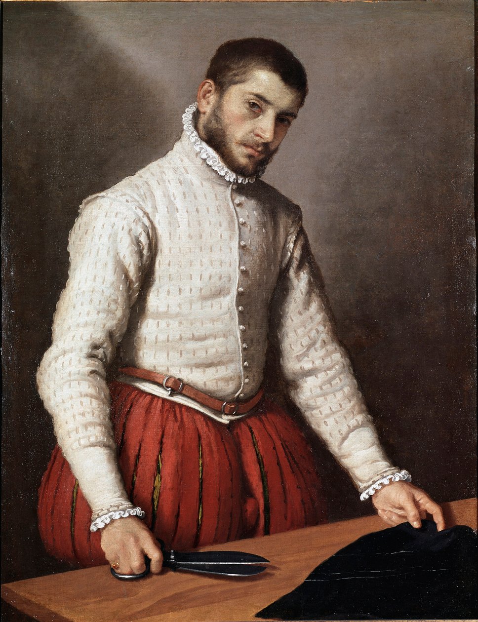 Férfi portré vagy „A szabó” Giovan Battista Moroni (Giovanbattista, Giovanni Battista) festménye (kb. 1529-1578) 1570 Méret: 99,5x77 cm London, nemzeti galéria alkotó: Giovanni Battista Moroni