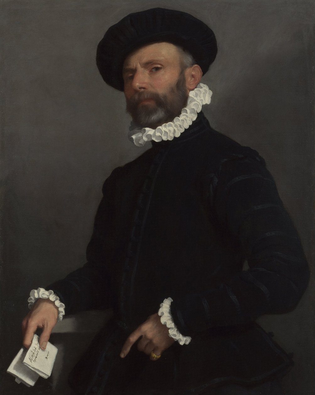 Levelet tartó férfi portréja alkotó: Giovanni Battista Moroni