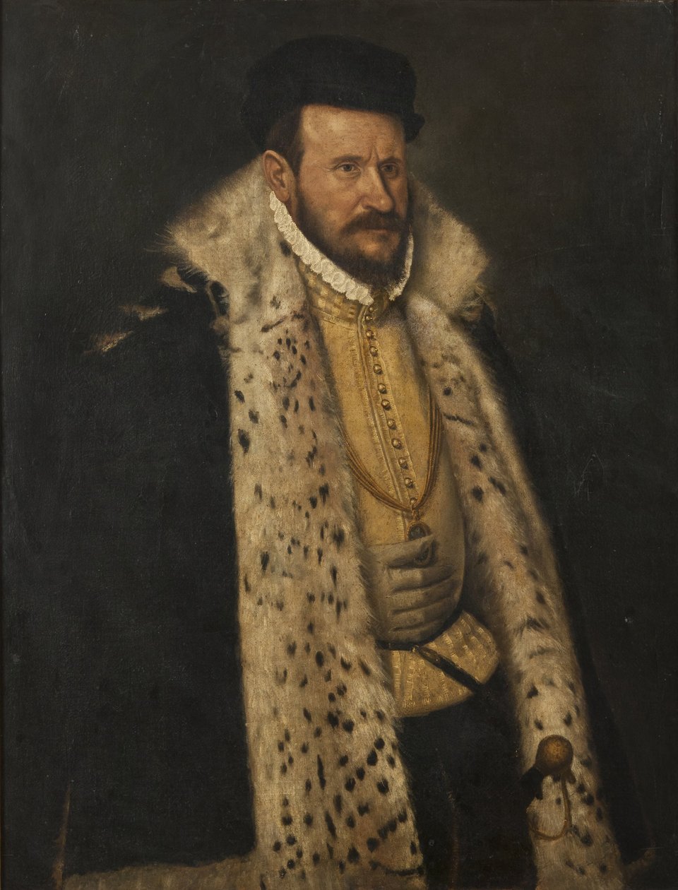 Szőrmével bélelt kabátot viselő férfi portréja alkotó: Giovanni Battista Moroni