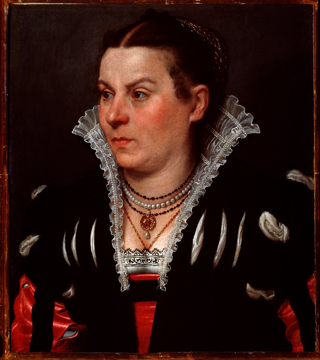 Gazdag hölgy portréja olaj, vászon alkotó: Giovanni Battista Moroni