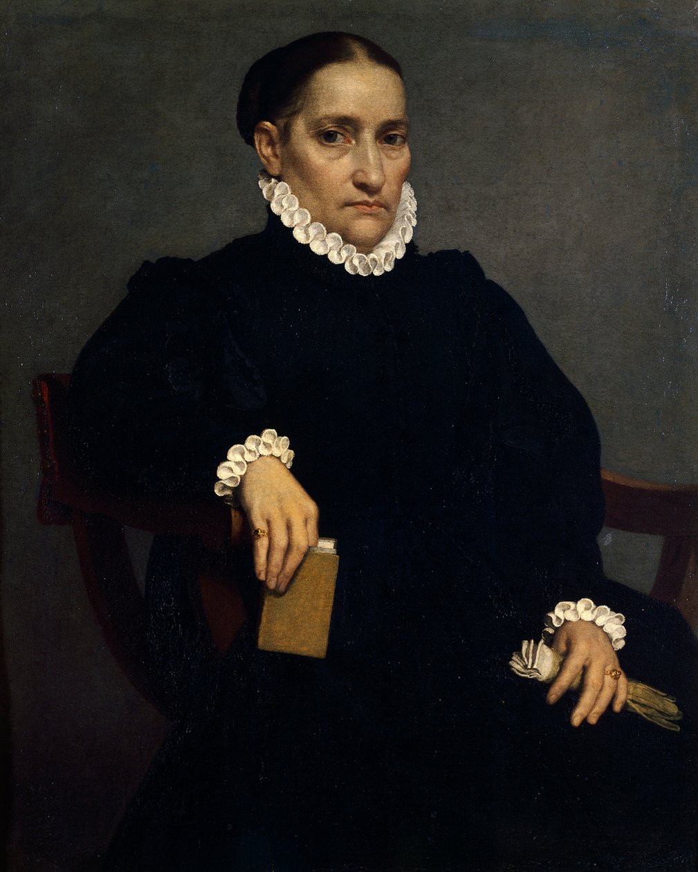 Idős, fekete ruhás nő portréja, Giovanni Battista Moroni (1525-1578 körül) alkotó: Giovanni Battista Moroni