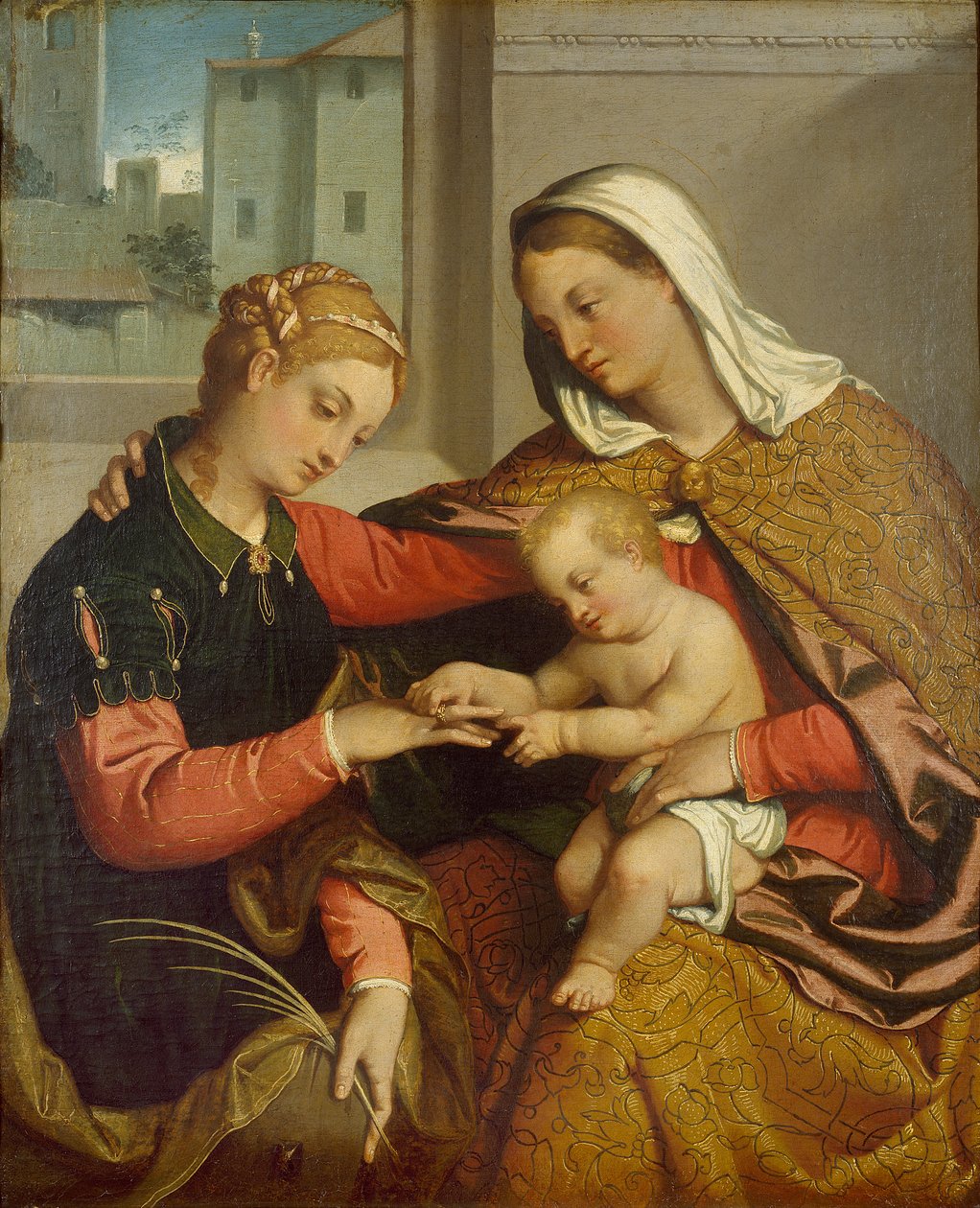 Szent Katalin misztikus házassága, 1550 alkotó: Giovanni Battista Moroni