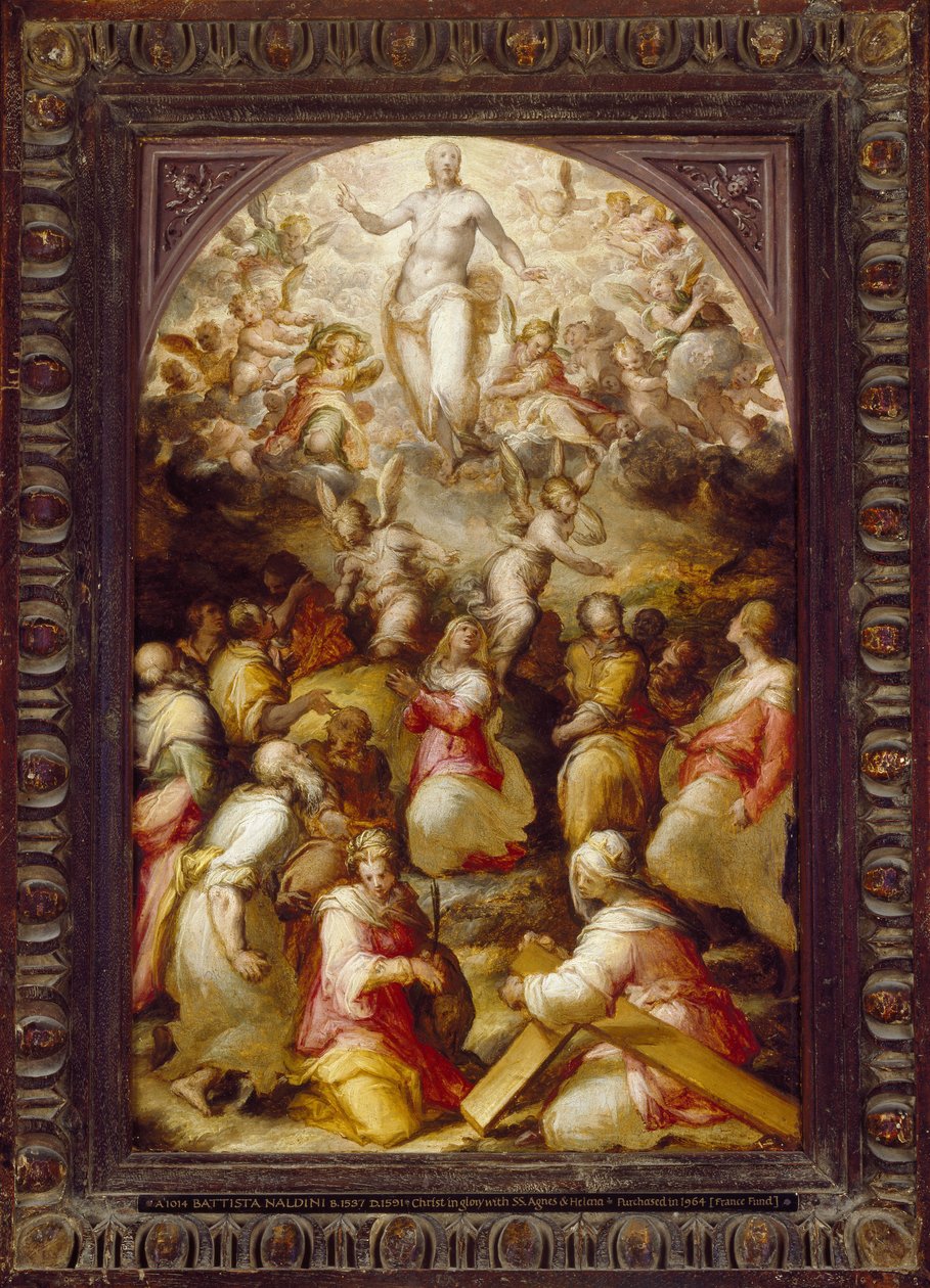 Krisztus dicsőségben Szent Ágnessel és Helénával, 16. század alkotó: Giovanni Battista Naldini