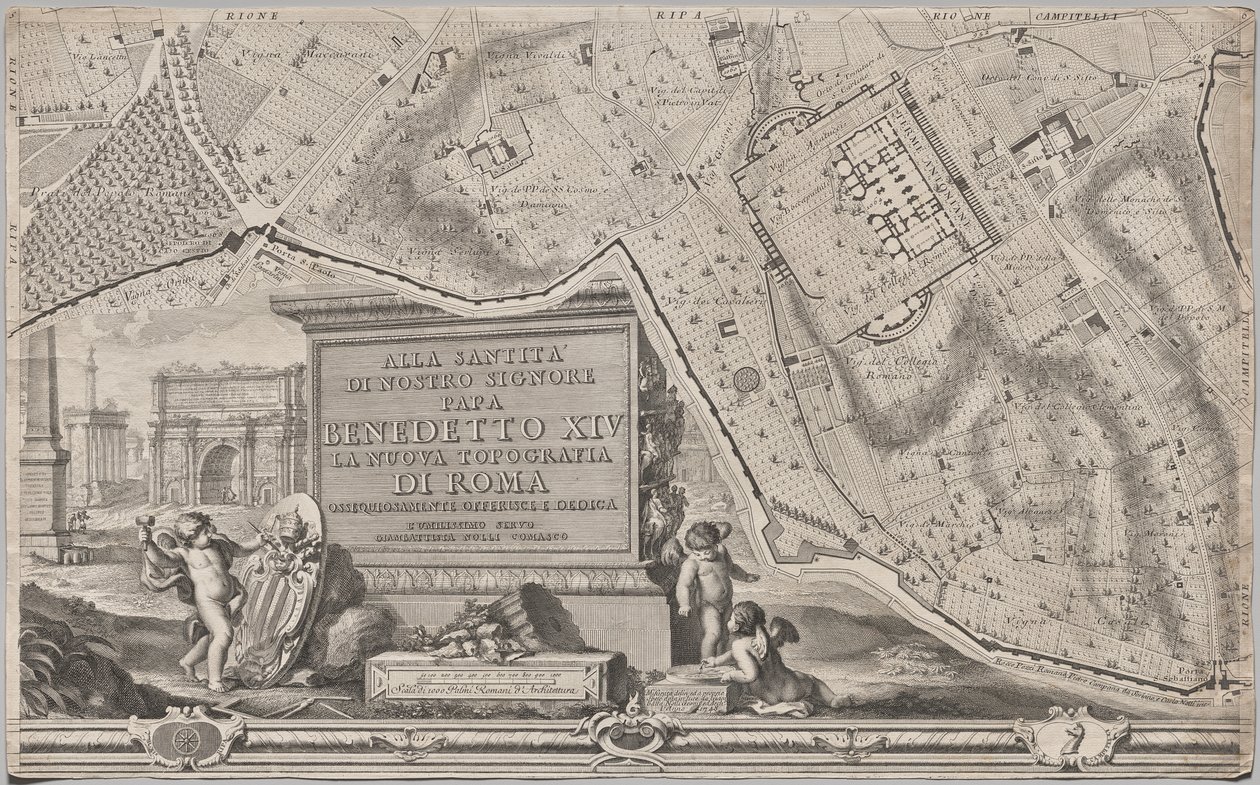 Giambattista Nolli új római tervet hozott napvilágra MDCCXLVII. évben, La Pianta Grande di Roma néven. alkotó: Giovanni Battista Nolli