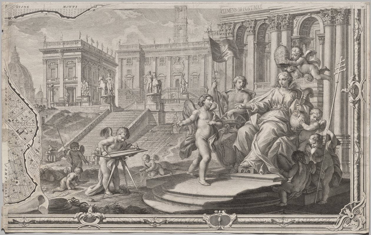 Róma új térképe, amelyet Giambattista Nolli hozott napvilágra MDCCXLVII. évben, La Pianta Grande di Roma néven alkotó: Giovanni Battista Nolli