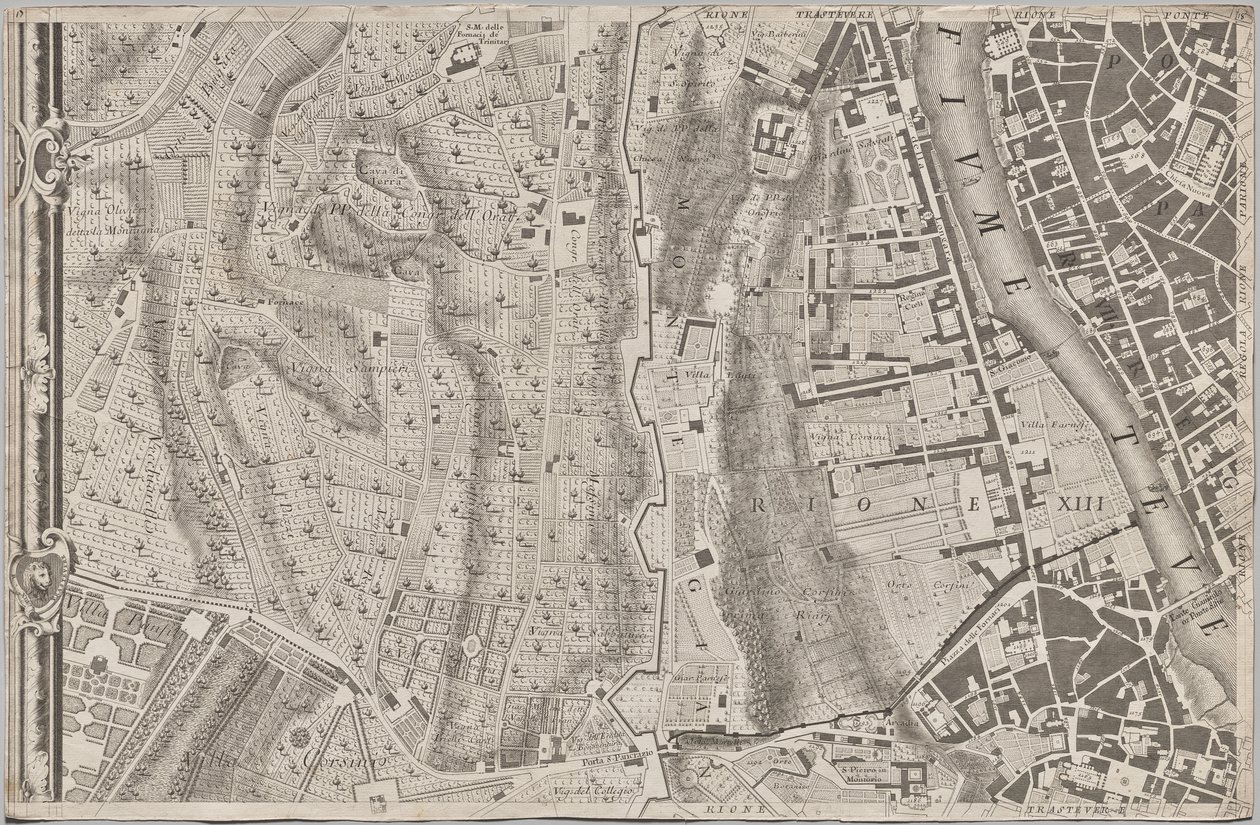 Róma új térképe, amelyet Giambattista Nolli hozott napvilágra MDCCXLVII. évben, La Pianta Grande di Roma néven alkotó: Giovanni Battista Nolli