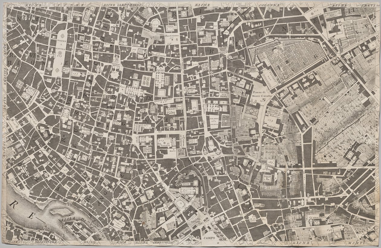 Giambattista Nolli új Róma-tervét hozta napvilágra MDCCXLVII. évben, La Pianta Grande di Roma néven. alkotó: Giovanni Battista Nolli