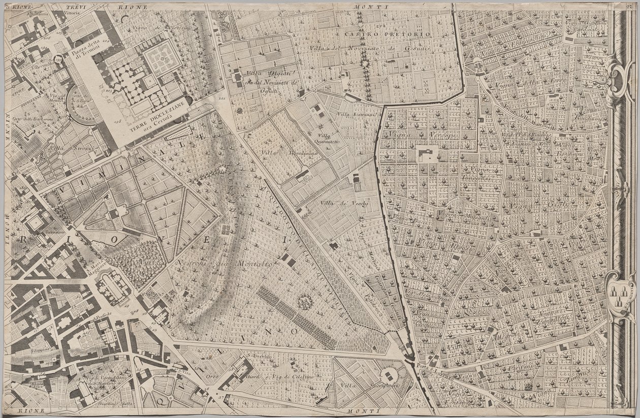 Róma új térképe, amelyet Giambattista Nolli hozott napvilágra MDCCXLVII. évben, La Pianta Grande di Roma néven alkotó: Giovanni Battista Nolli