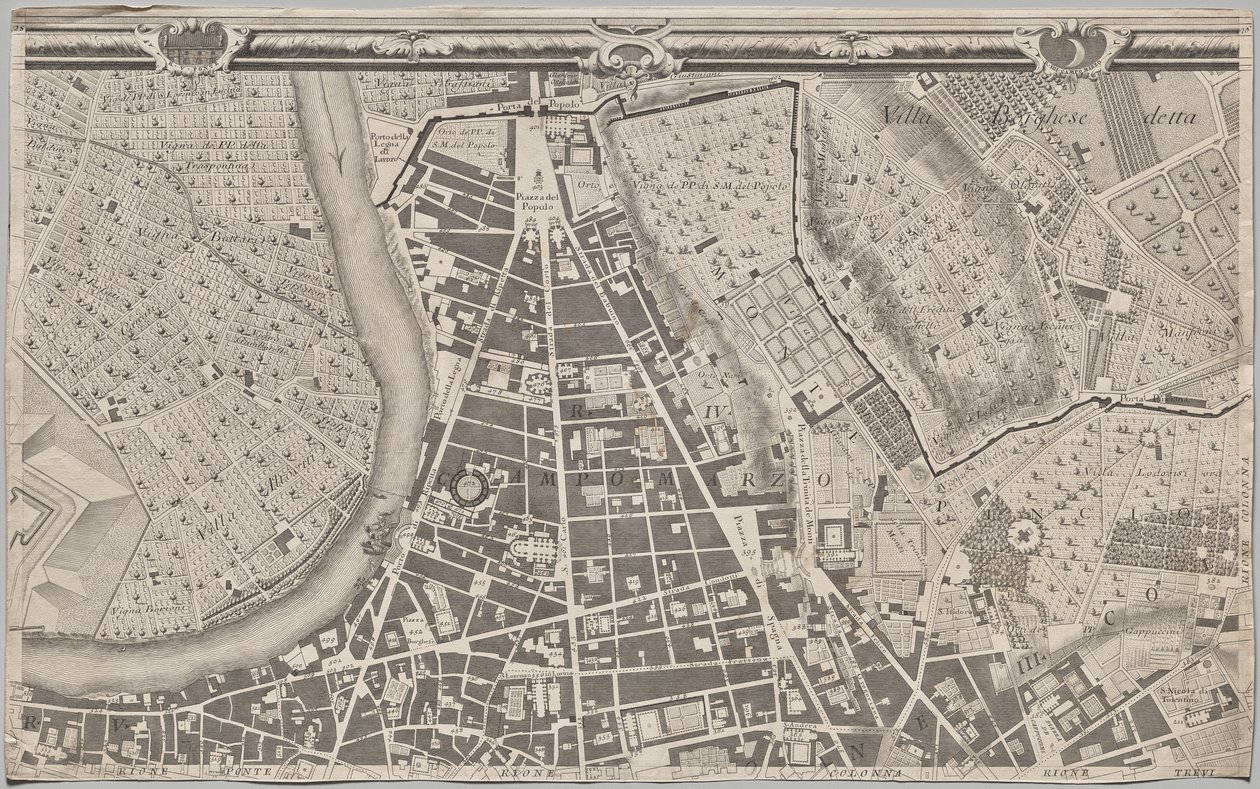 Róma új térképe, amelyet Giambattista Nolli hozott napvilágra MDCCXLVII. évben, La Pianta Grande di Roma néven alkotó: Giovanni Battista Nolli