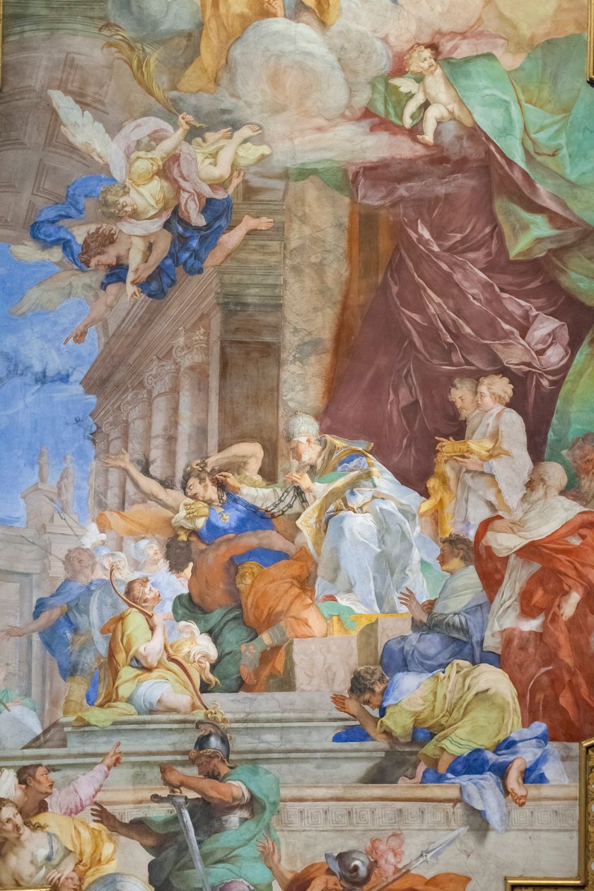 A láncok csodája a kazetta közepén, részlet alkotó: Giovanni Battista Parodi