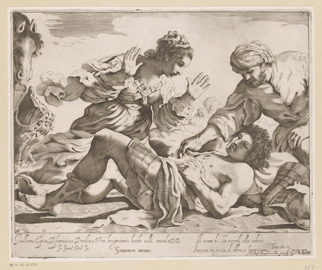 Erminia en Vafrino vinden Tancredi alkotó: Giovanni Battista Pasqualini