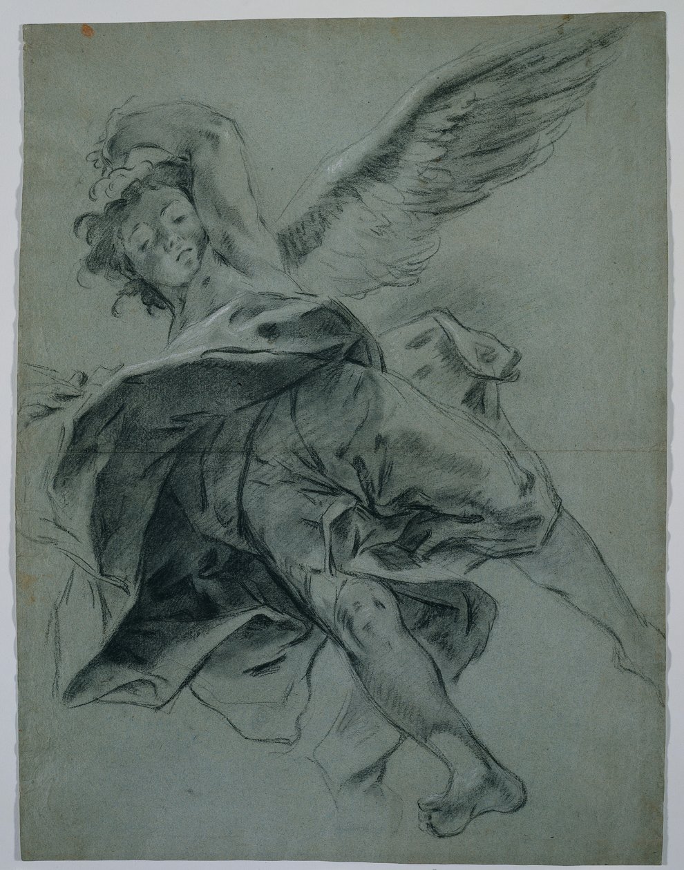 Egy repülő angyal recto, Studies of Hands Playing Instruments verso, 1723-1727. alkotó: Giovanni Battista Piazzetta
