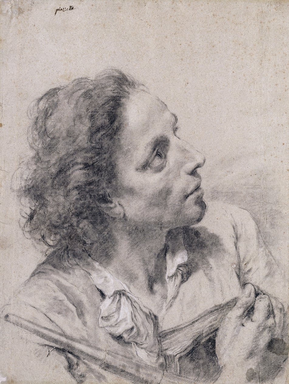 Egy csillagász, kezében egy könyvvel és egy távcsővel, jobbra néz, alkotó: Giovanni Battista Piazzetta