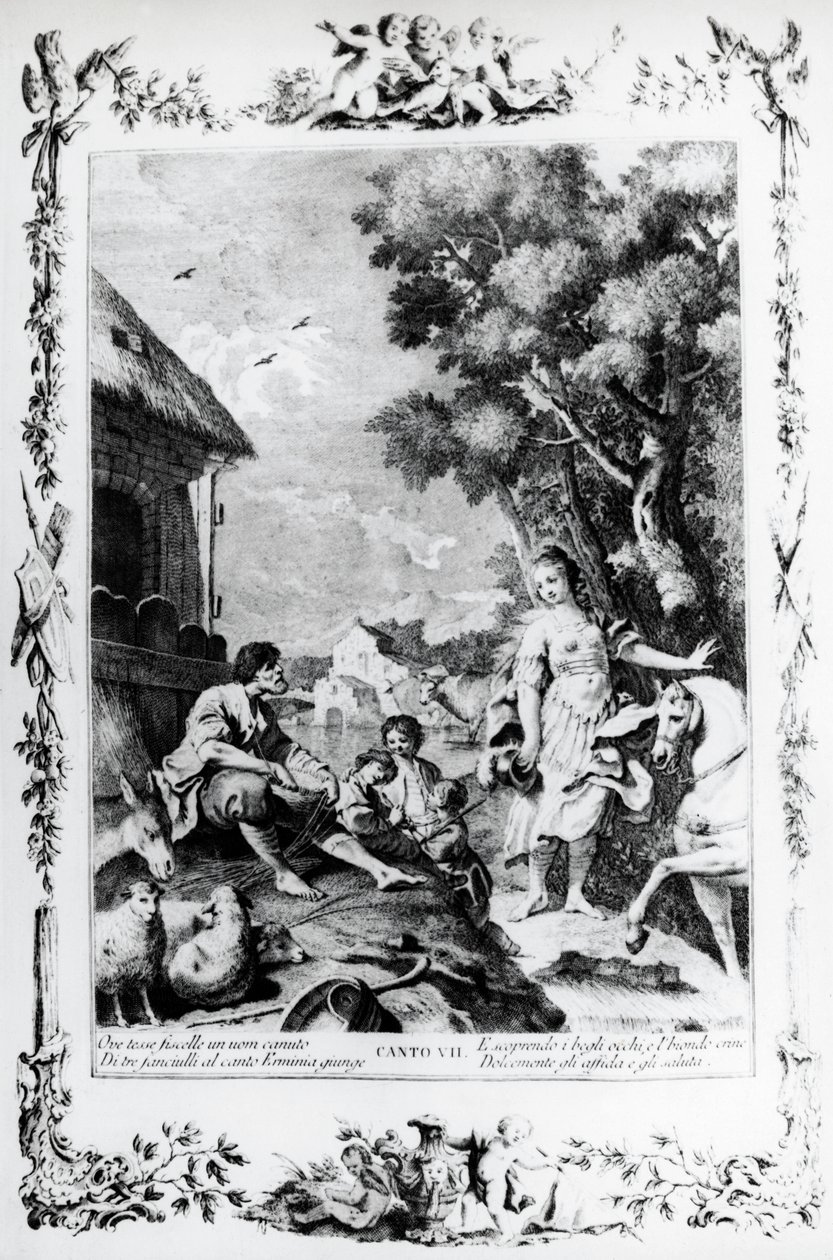 Erminiát pásztor köszönti, VII. ének, Jeruzsálem kézbesítve alkotó: Giovanni Battista Piazzetta