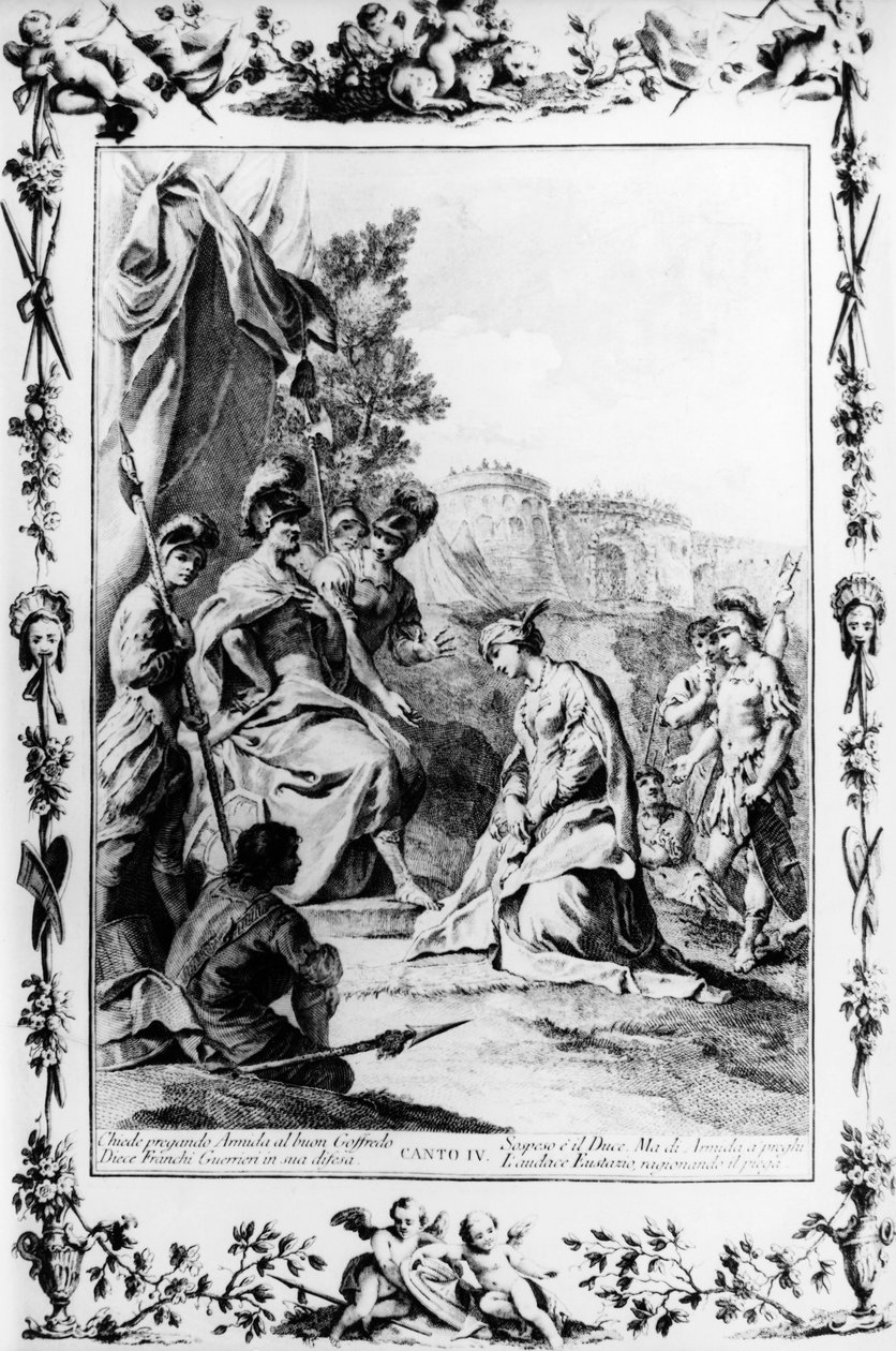 Eustathius közbenjár Armida érdekében Godfrey of Bouillonnál, IV. ének, Jeruzsálem átadva alkotó: Giovanni Battista Piazzetta