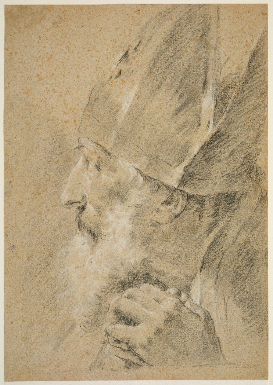 Egy püspök feje profilból alkotó: Giovanni Battista Piazzetta