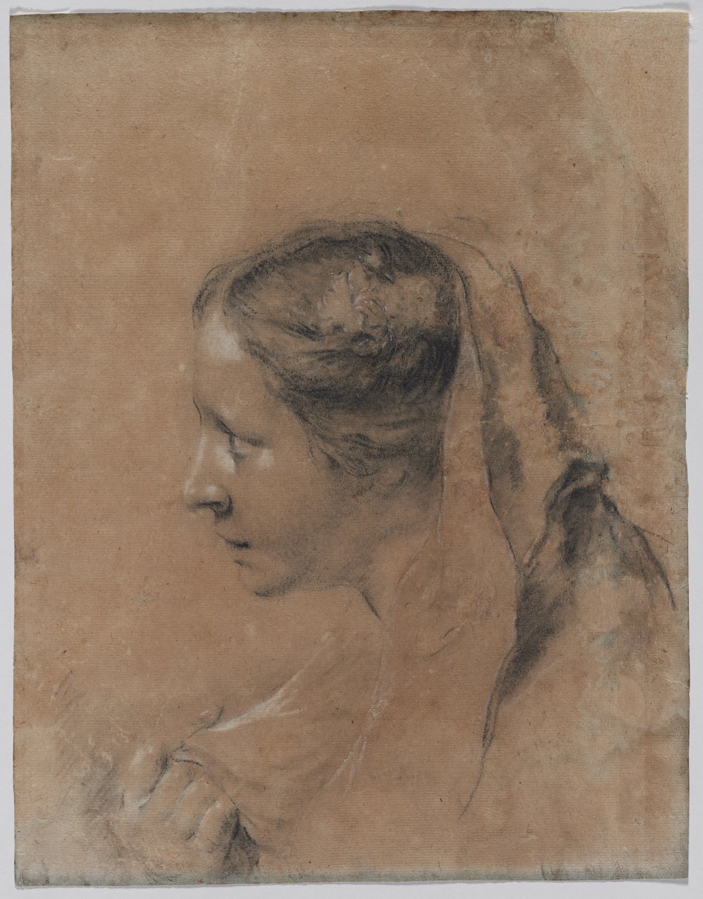 Profilos nő feje sállal. alkotó: Giovanni Battista Piazzetta