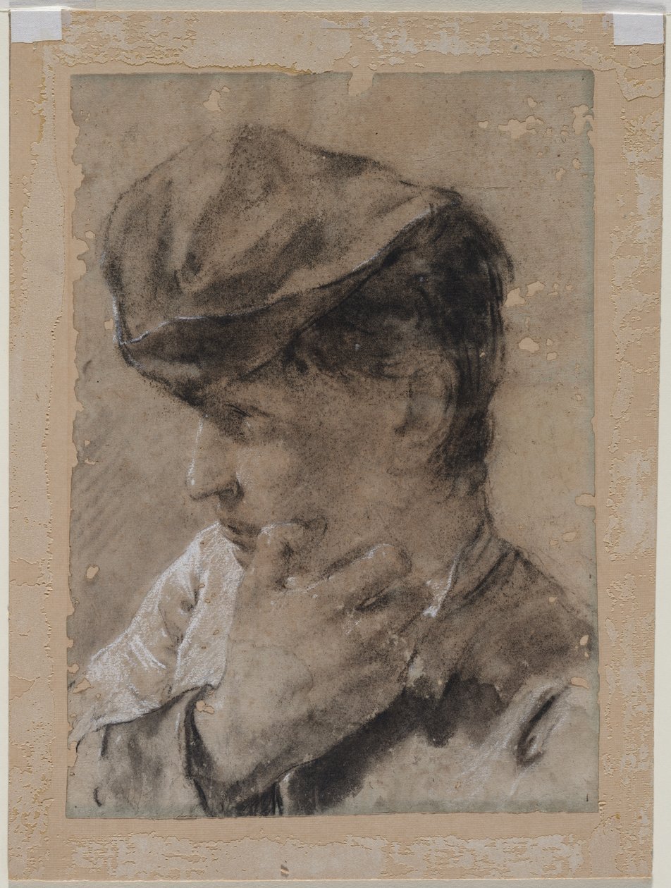Egy sapkás fiatalember feje, 18. század első fele. alkotó: Giovanni Battista Piazzetta