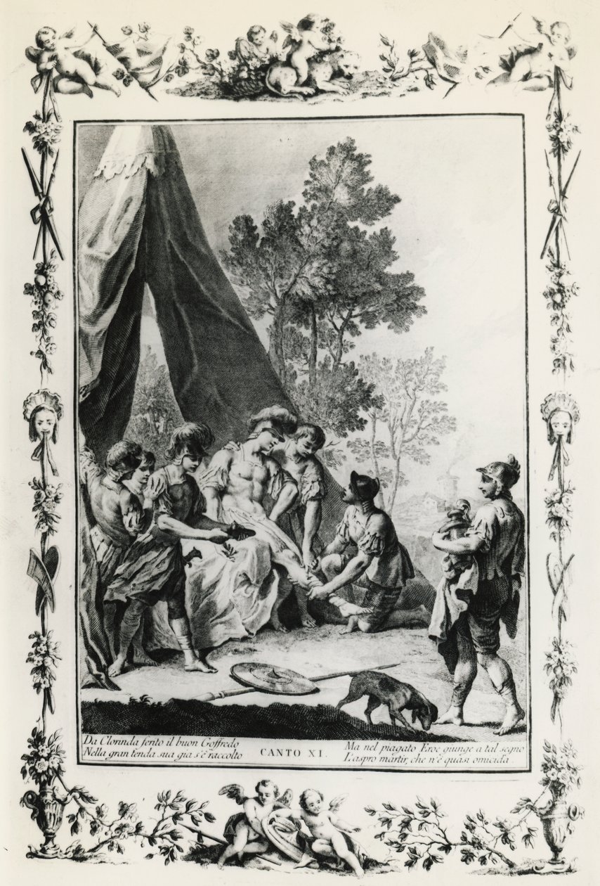 Jeruzsálem átadva, Giovanni Battista Piazzetta (1683-1754) XI. ének illusztrációja Torquato Tasso (1544-1595) verséhez, kiadása Velencében 1745-ben, Olaszország alkotó: Giovanni Battista Piazzetta