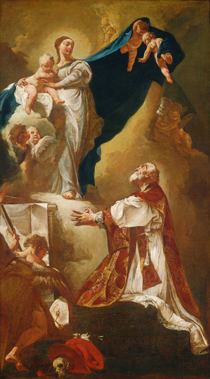 Madonna és a gyermek megjelenése Szent Fülöp Nerinek, valószínűleg 1725-ben vagy azután. alkotó: Giovanni Battista Piazzetta