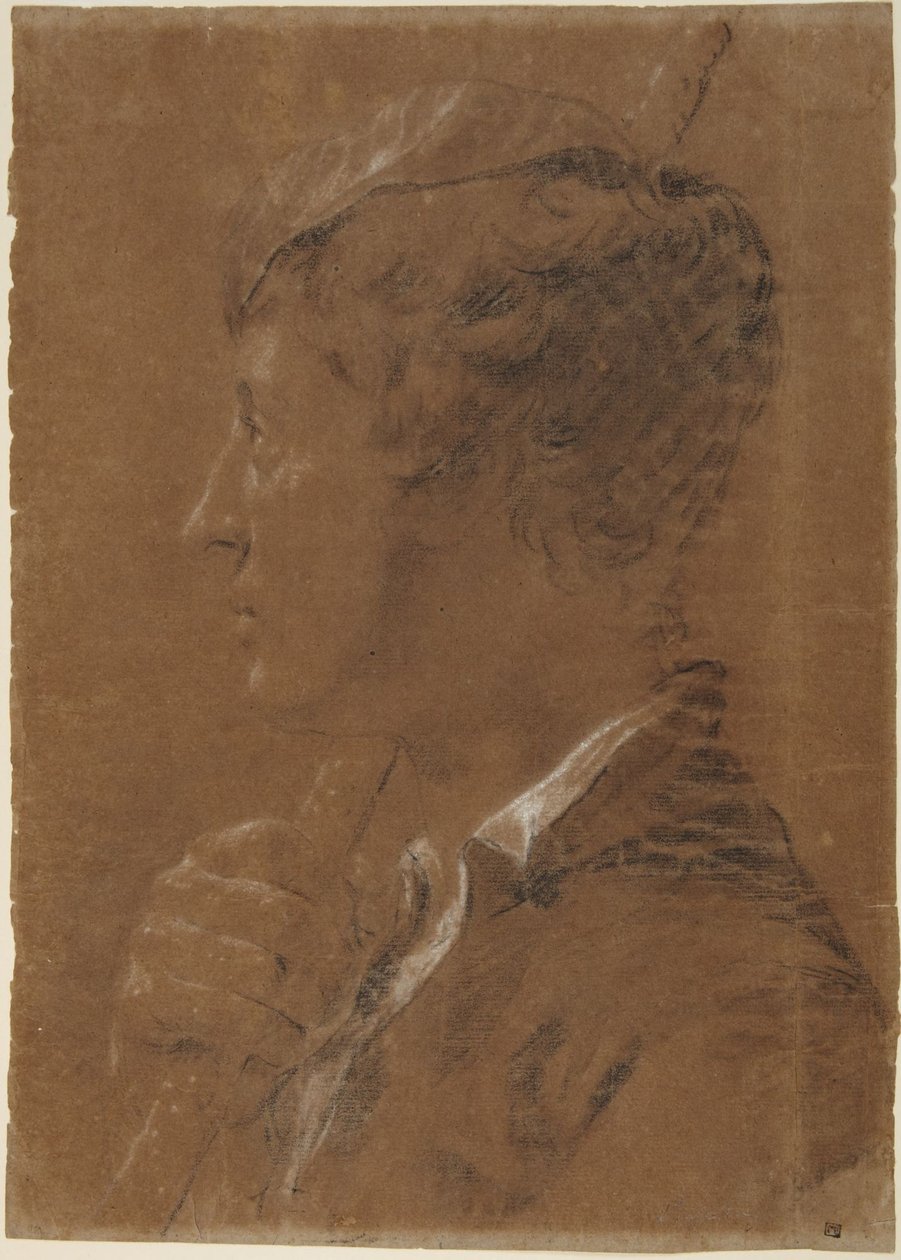 Profil: Egy botot tartó fiatal alkotó: Giovanni Battista Piazzetta