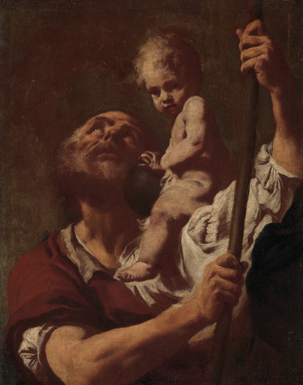 Szent Kristóf, aki a csecsemő Krisztust hordozza, 1730-as évek. alkotó: Giovanni Battista Piazzetta