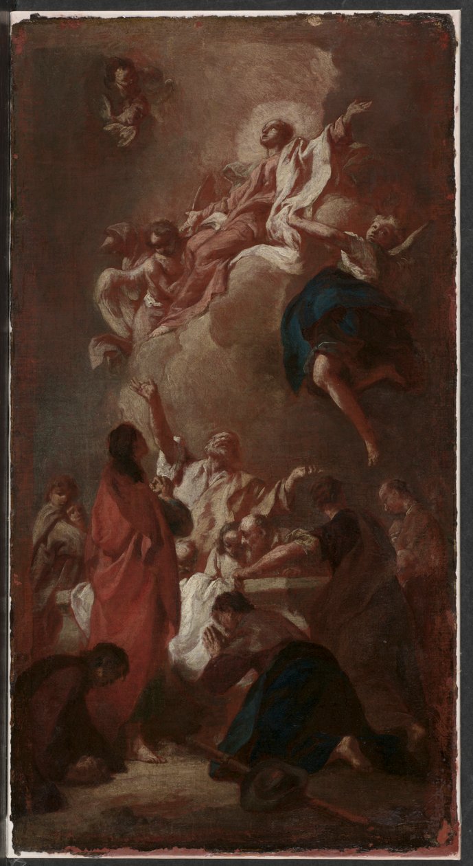 Vázlat a Szűz mennybemeneteléhez Szent Jakab számára, Zbraslav, Prága mellett, c. 1744. alkotó: Giovanni Battista Piazzetta