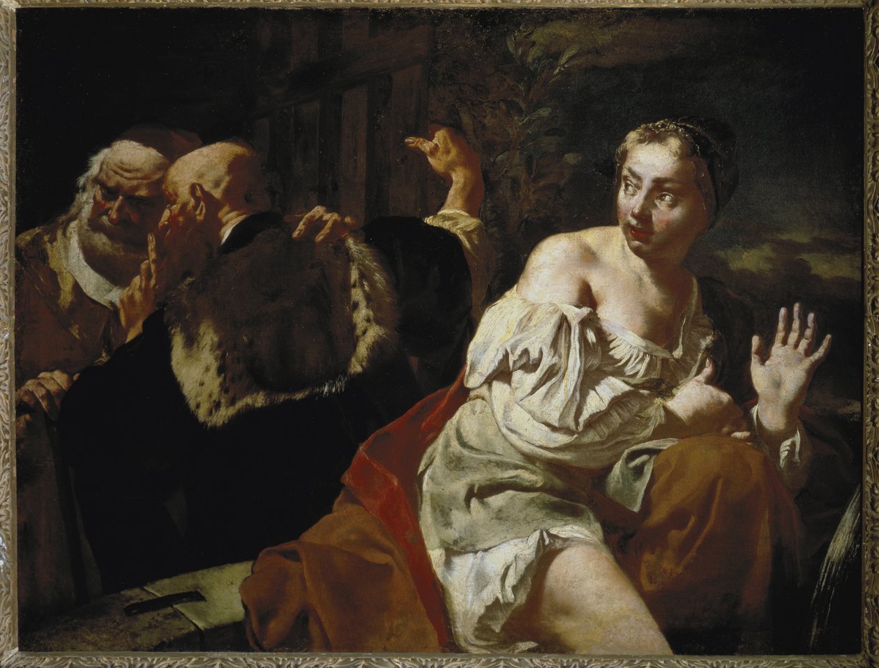 Suzanne és a vének – Olaj, vászon, 1720 körül alkotó: Giovanni Battista Piazzetta