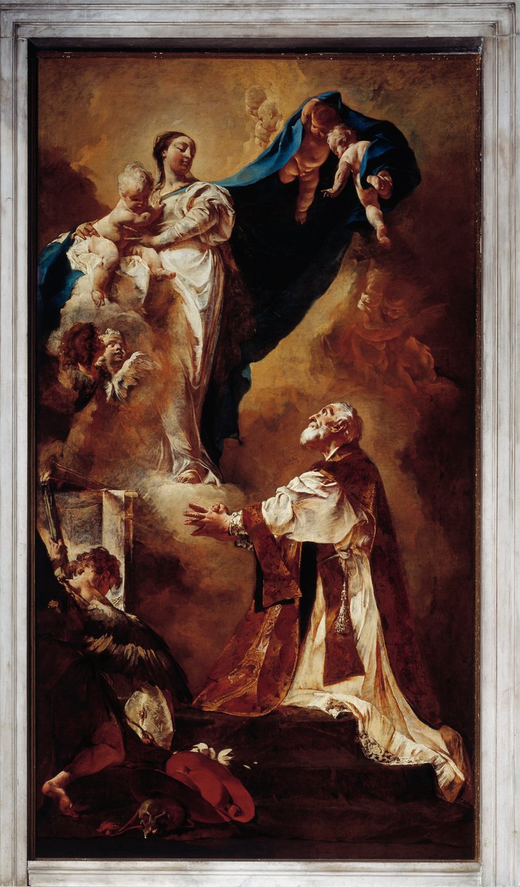 Szűz megjelenik Neri Szent Fülöpnek (olaj, vászon alkotó: Giovanni Battista Piazzetta