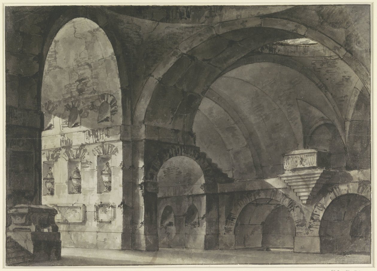 Egy nagy antik épület belseje hordóboltozattal és kupola alépítménnyel alkotó: Giovanni Battista Piranesi (attributed to)