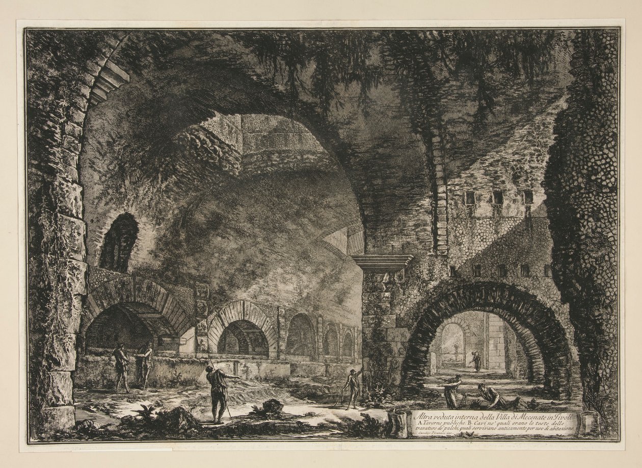 Egy másik belső nézet a Maecenas-villáról Tivoliban, Vedute di Roma városából alkotó: Giovanni Battista Piranesi
