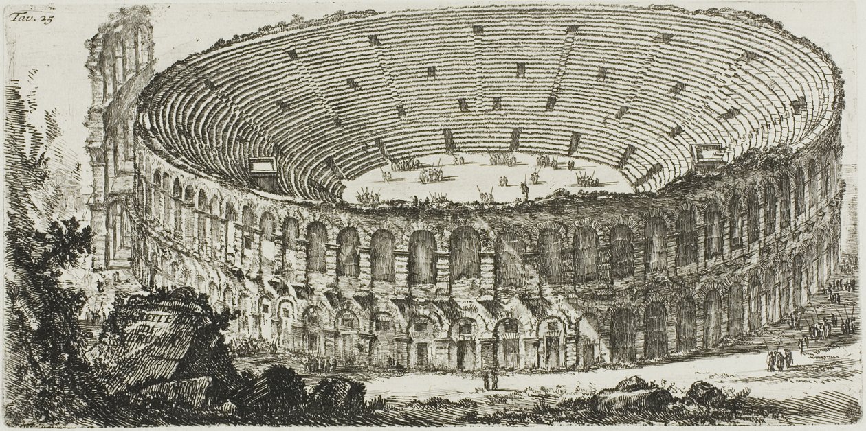 Veronai Amfiteátrum, 25-ös tábla a diadalívek és más emlékművek néhány kilátásából alkotó: Giovanni Battista Piranesi