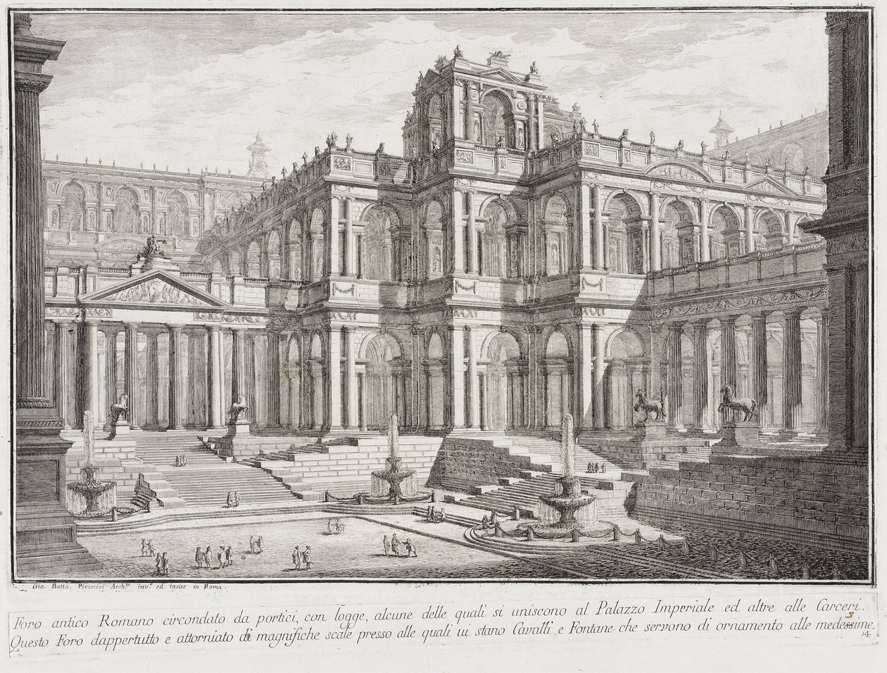 Ősi fórum karzatokkal körülvéve, 1743 körül alkotó: Giovanni Battista Piranesi