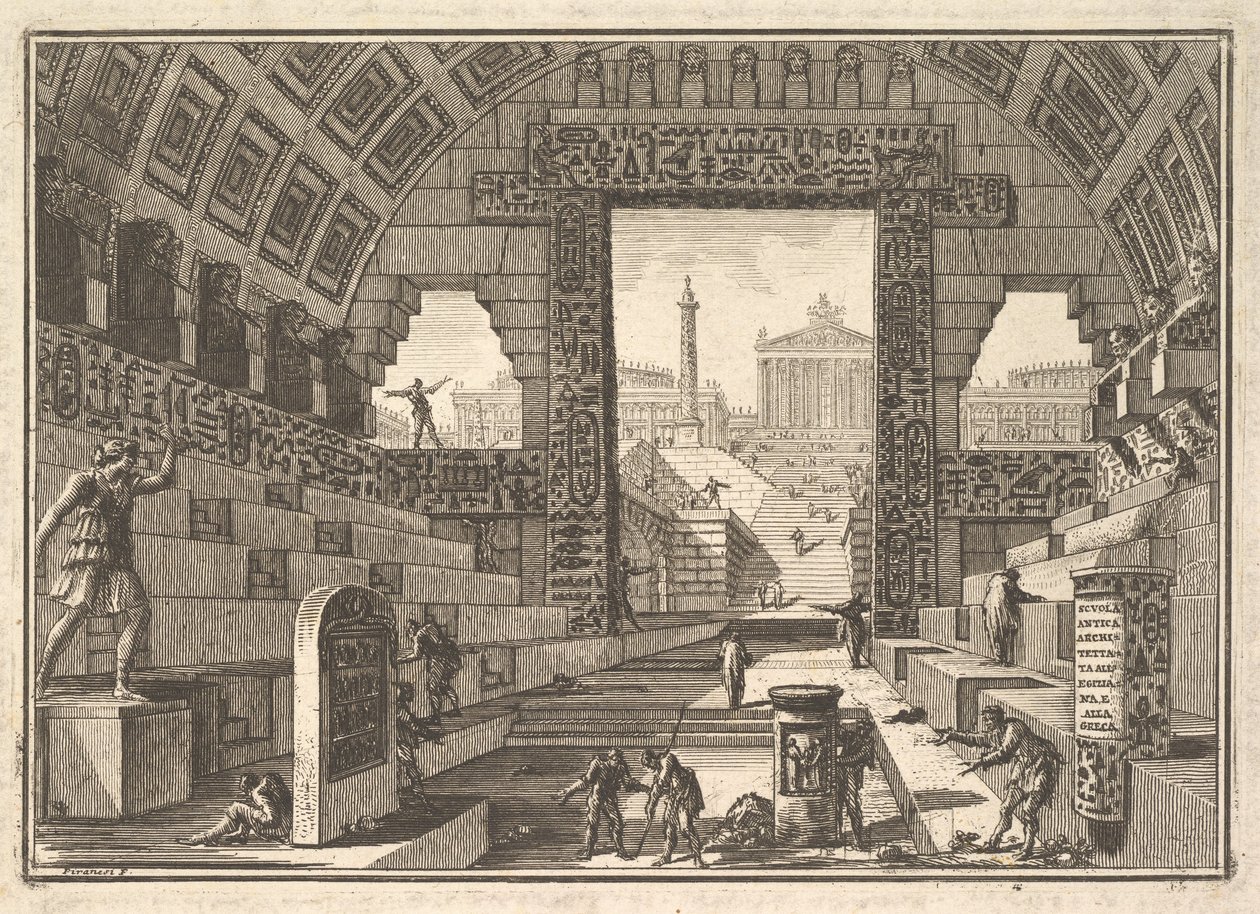 Egyiptomi és görög módra épített ókori iskola alkotó: Giovanni Battista Piranesi