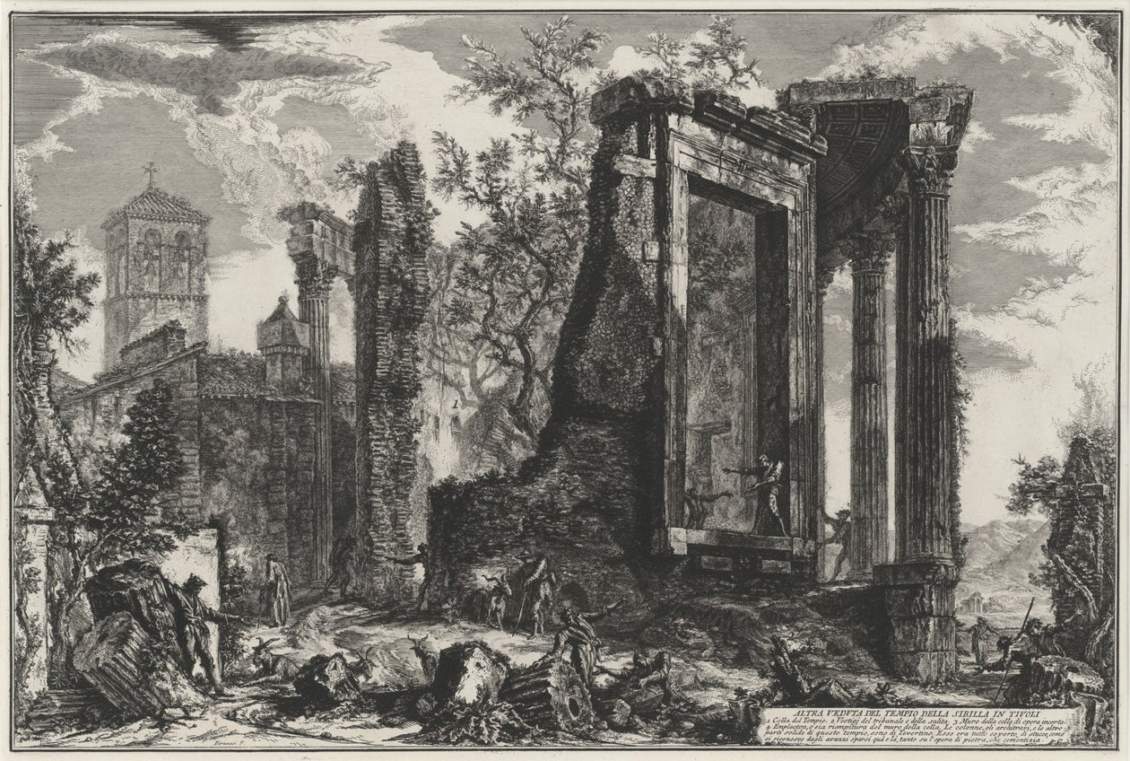 A tivoli Tempio della Sibilla másik nézete (a Vedute di Roma című műből) alkotó: Giovanni Battista Piranesi