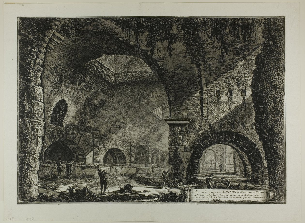 Egy másik belső nézet a Maecenas-villára, Tivolira, a Római kilátásból alkotó: Giovanni Battista Piranesi