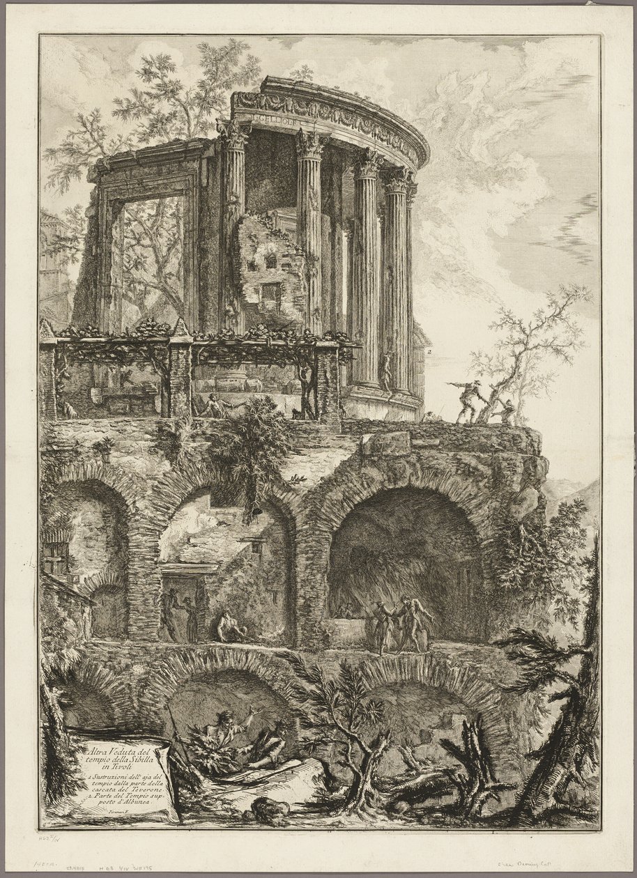 Egy másik nézet a tivolii Szibilla-templomról, a Views of Rome-ból alkotó: Giovanni Battista Piranesi
