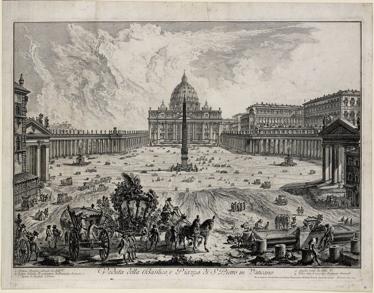 A Szent Péter-bazilika és a Szent Péter tér látképe a Vatikánban (forrás: Vedute di Roma) alkotó: Giovanni Battista Piranesi