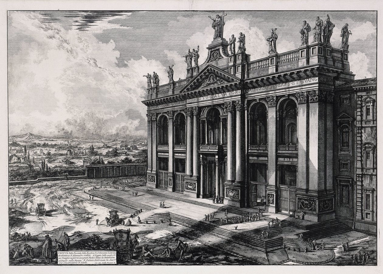 A San Giovanni in Laterano-bazilika homlokzatának látképe (a Vedute di Roma című műből) alkotó: Giovanni Battista Piranesi