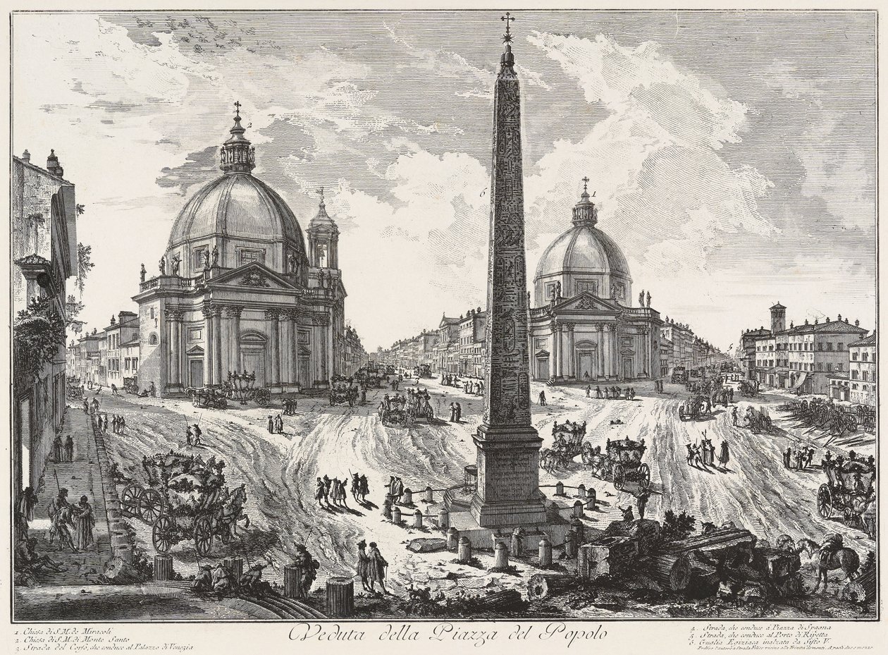 Kilátás a Piazza del Popolóra alkotó: Giovanni Battista Piranesi